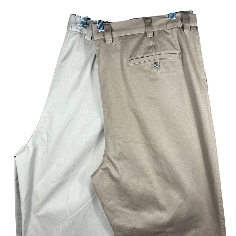 Oak Hill Premium Pleated Khaki Chino Pants Mens 46x34 Classic Fit 2 Pair Lot